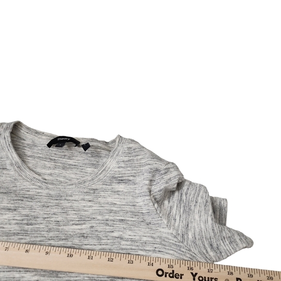 Theory Dress Womens Small T-Shirt Mini Heather Gray Cherry Sterling Rib Knit - Picture 7 of 8